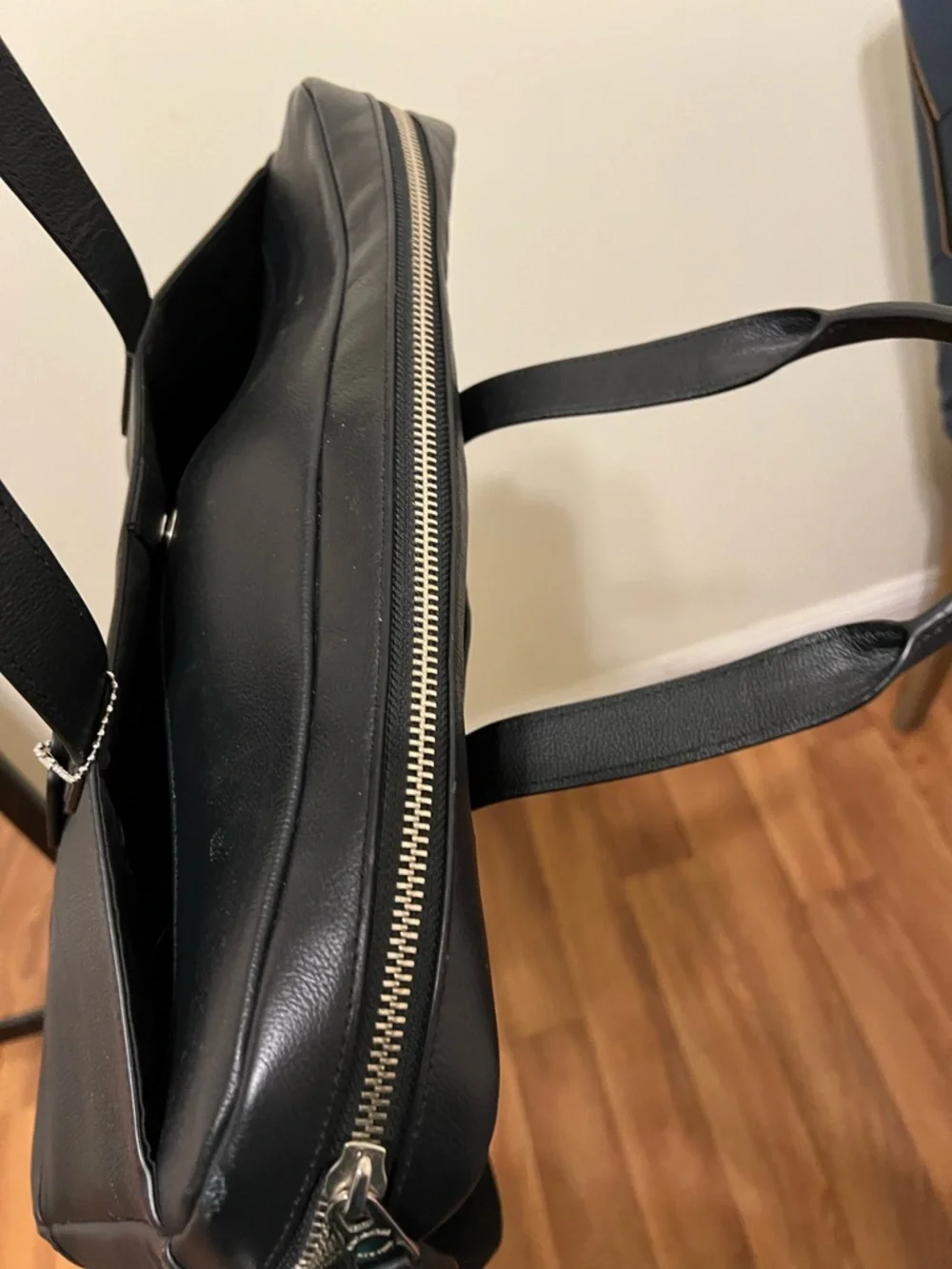Coach Black Leather Laptop Brief with Shoulder Strap